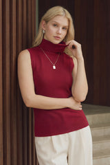 Women's Wool Blend Slim Fit Turtleneck Fall Casual Tank Tops