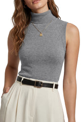 Women's Wool Blend Slim Fit Turtleneck Fall Casual Tank Tops