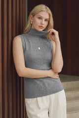 Women's Wool Blend Slim Fit Turtleneck Fall Casual Tank Tops
