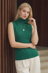 Women's Wool Blend Slim Fit Turtleneck Fall Casual Tank Tops