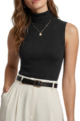 Women's Wool Blend Slim Fit Turtleneck Fall Casual Tank Tops