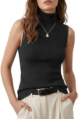 Women's Wool Blend Slim Fit Turtleneck Fall Casual Tank Tops
