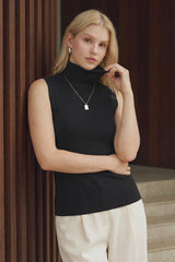 Women's Wool Blend Slim Fit Turtleneck Fall Casual Tank Tops