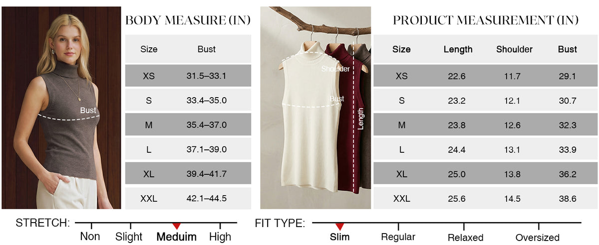 Women's Wool Blend Slim Fit Turtleneck Fall Casual Tank Tops A+ 图文