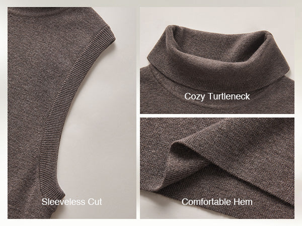 Women's Wool Blend Slim Fit Turtleneck Fall Casual Tank Tops A+ 图文