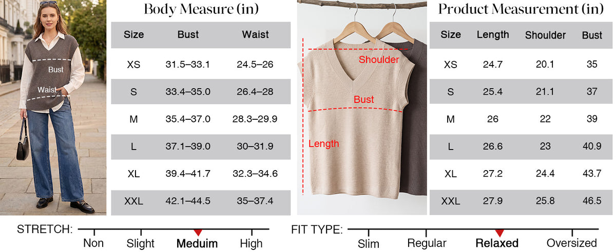 Women's Wool Blend Relaxed Sleevelesss Fall Casual Sweater Vest A+ 图文