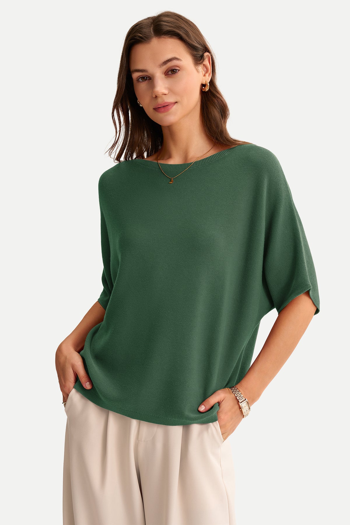 Arach&Cloz 100% Cotton Batwing-Sleeve Oversized Knit Top — product image 39