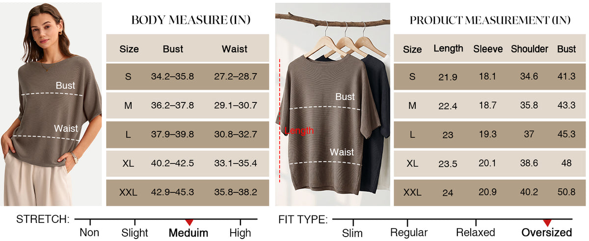 Women's Oversized Batwing Sleeve Business Casual Sweater Tops A+ 图文