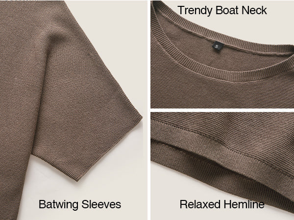 Women's Oversized Batwing Sleeve Business Casual Sweater Tops A+ 图文