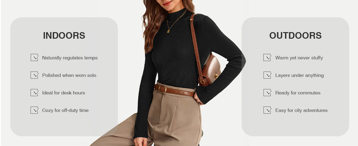 Arach&Cloz Women's 100% Merino Wool Long Sleeve Mock Neck Sweater Work Fall A+ 图文
