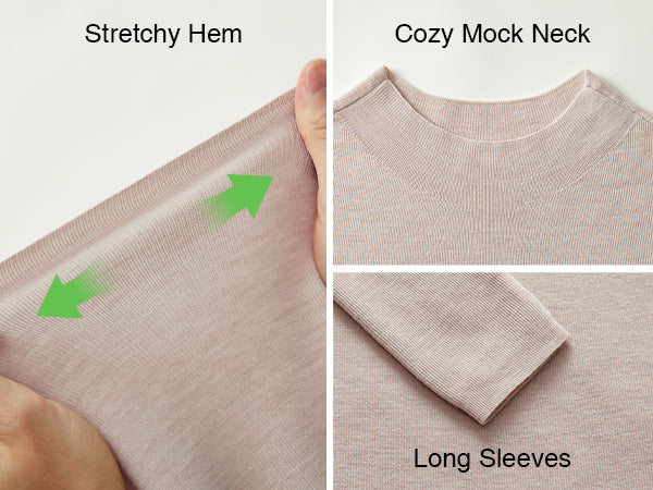 Arach&Cloz Women's 100% Merino Wool Long Sleeve Mock Neck Sweater Work Fall A+ 图文
