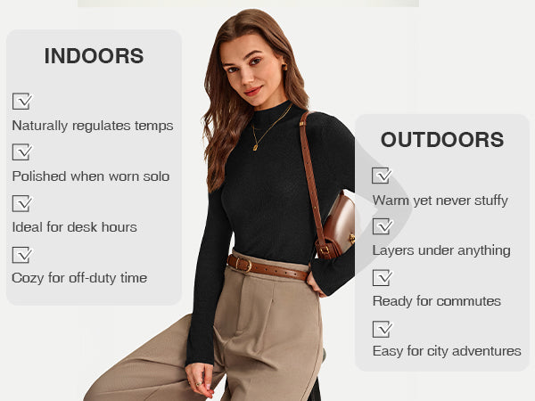 Arach&Cloz Women's 100% Merino Wool Long Sleeve Mock Neck Sweater Work Fall A+ 图文
