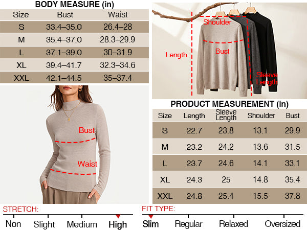 Arach&Cloz Women's 100% Merino Wool Long Sleeve Mock Neck Sweater Work Fall A+ 图文