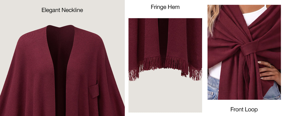 Arach&Cloz Wool-Blend Loop-Front Fringe Shawl A+ 图文