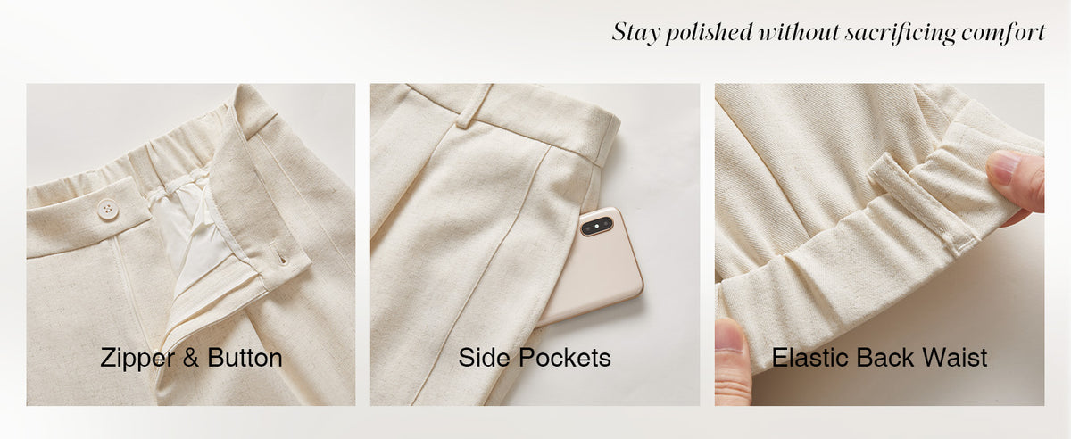 Arach&Cloz Linen-Blend High-Rise Ankle Trousers A+ 图文