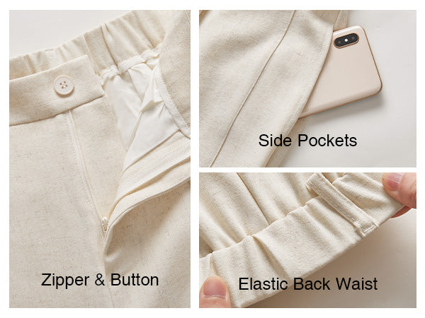 Arach&Cloz Linen-Blend High-Rise Ankle Trousers A+ 图文