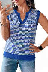 Arach&Cloz Women's 100% Cotton V Neck Striped Polo Vest Regular Fit