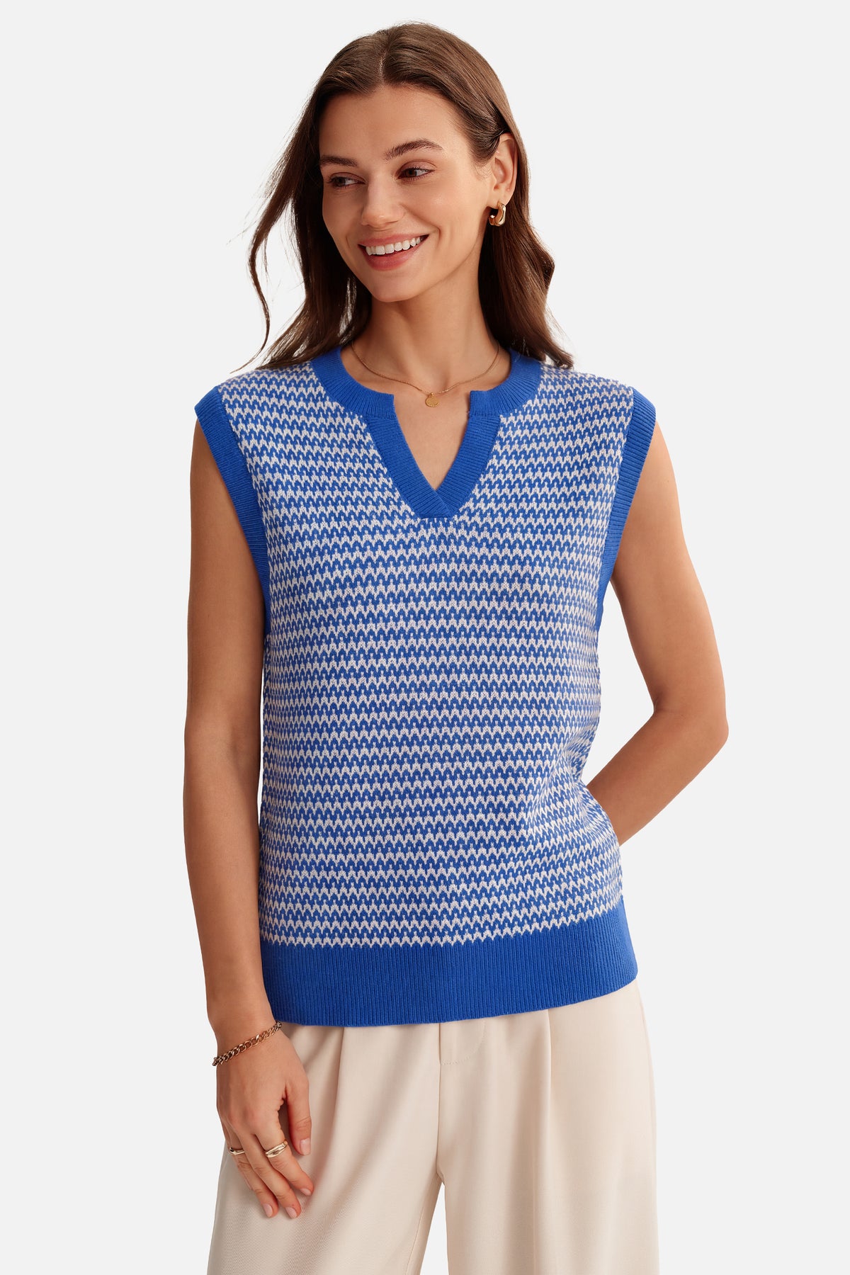 Arach&Cloz 100% Cotton V-Neck Polo Regular-Fit Sweater Vest — product image 15