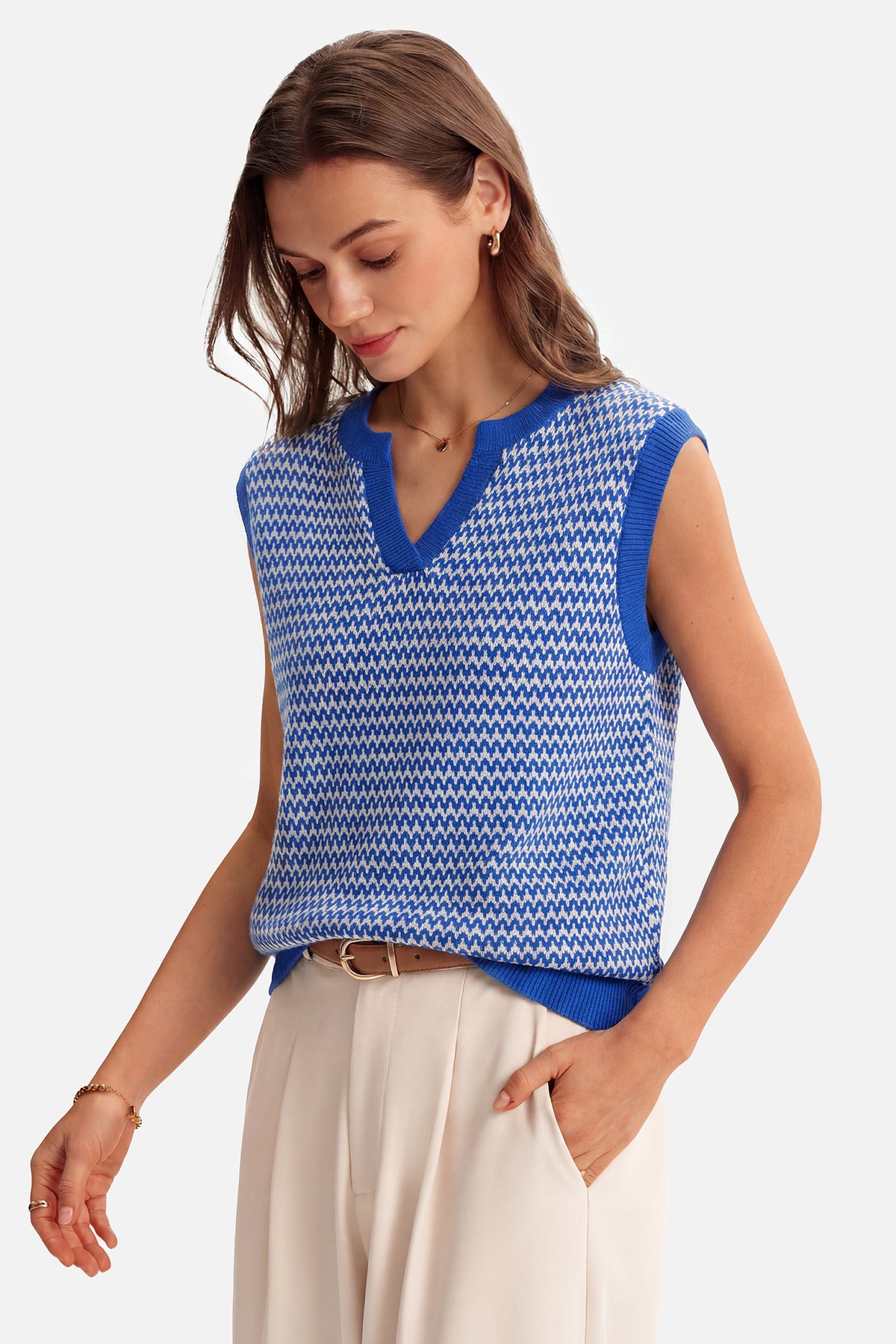 Arach&Cloz 100% Cotton V-Neck Polo Regular-Fit Sweater Vest — product image 16