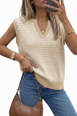 Arach&Cloz Women's 100% Cotton V Neck Striped Polo Vest Regular Fit