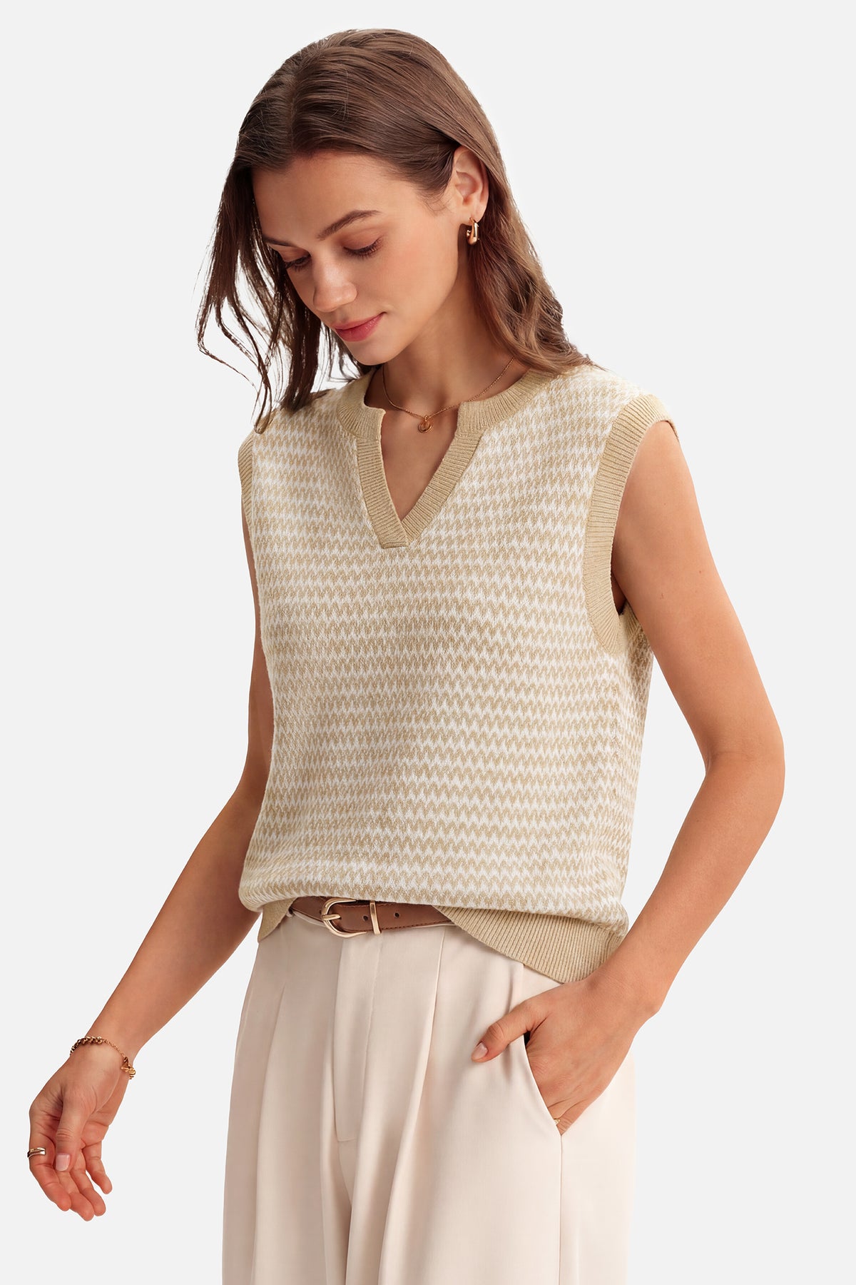 Arach&Cloz 100% Cotton V-Neck Polo Regular-Fit Sweater Vest — product image 27