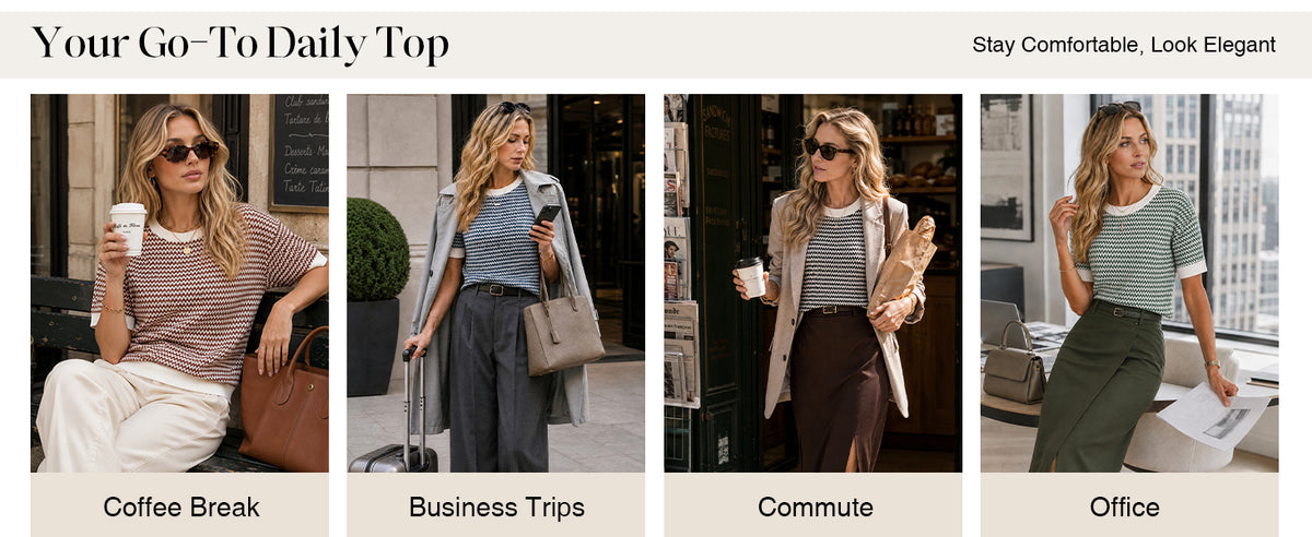 Women's Classic Striped Summer Crewneck Sweater Work Tops 2026 A+ 图文