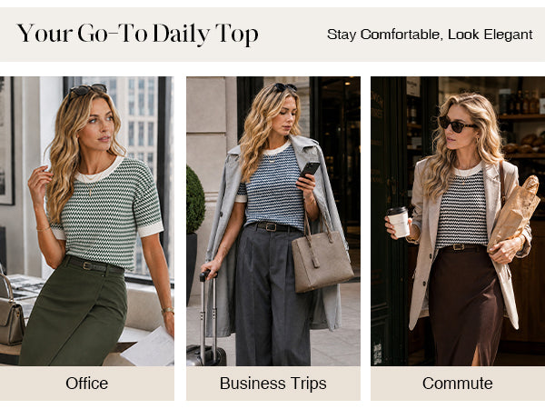 Women's Classic Striped Summer Crewneck Sweater Work Tops 2026 A+ 图文