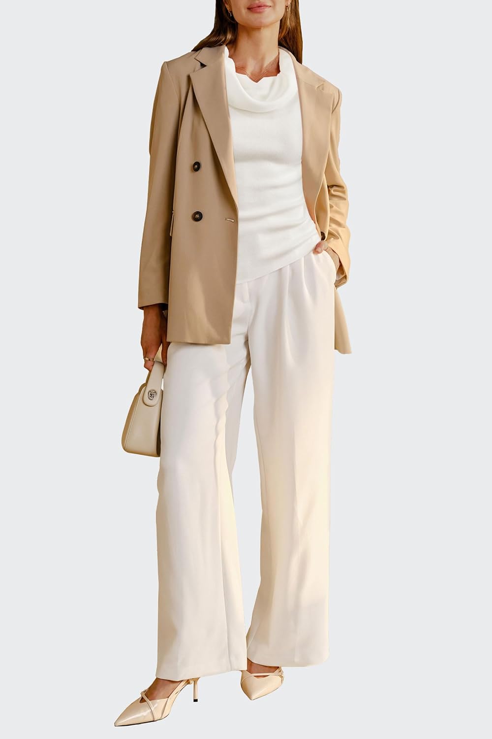 Arach&Cloz Women's Convertible Neckline Off-Shoulder Cowl Neck Slim Fit Tops 2025