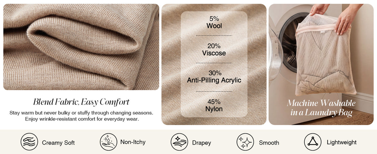 Arach&Cloz Women's Wool Blend Oversized V Neck Fall Casual Pullover Sweater A+ 图文