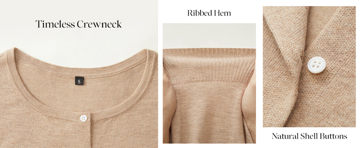 Arach&Cloz Wool-Blend Cropped Crewneck Cardigan A+ 图文