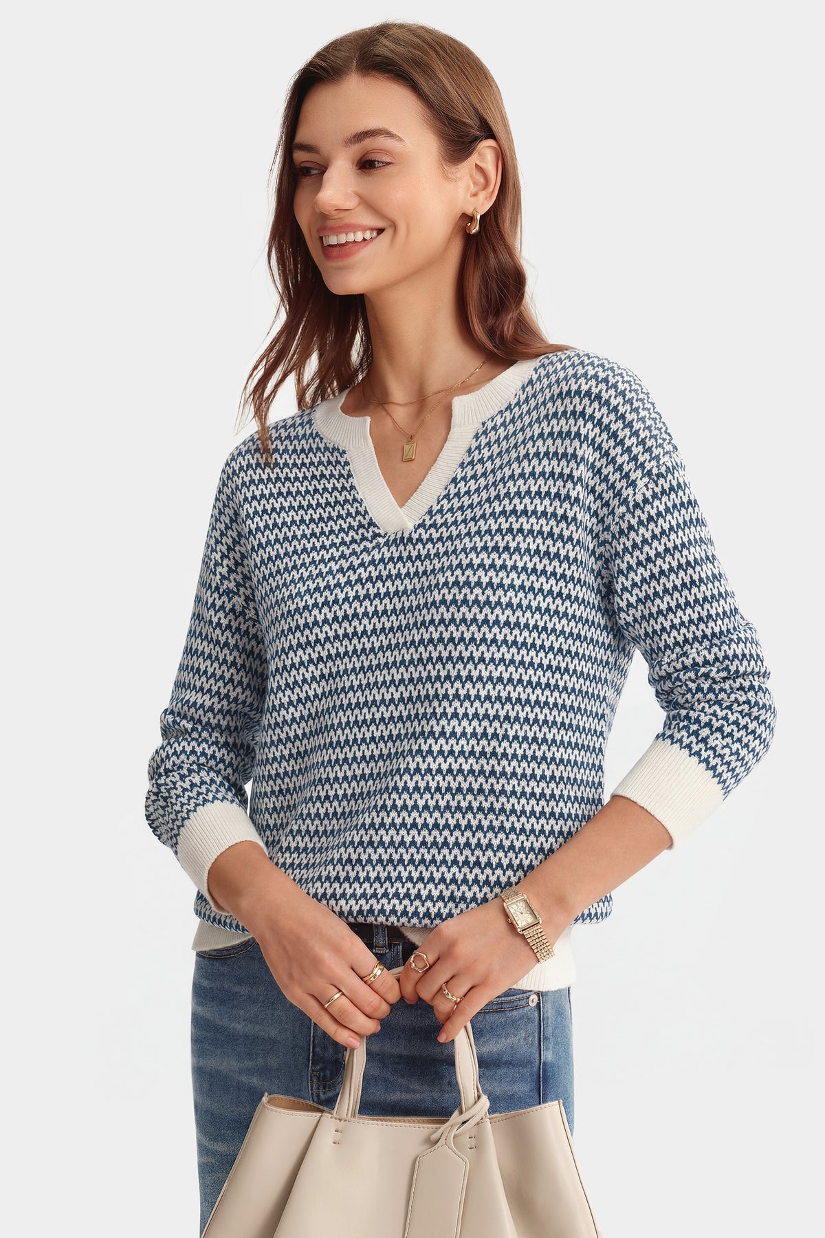 Arach&Cloz 100% Cotton V-Neck Polo Short-Sleeve Knit Top — Navy Blue — product image 15