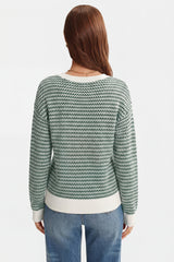 Arach&Cloz Women's 100% Cotton V Neck Striped Short Sleeve Polo Sweater