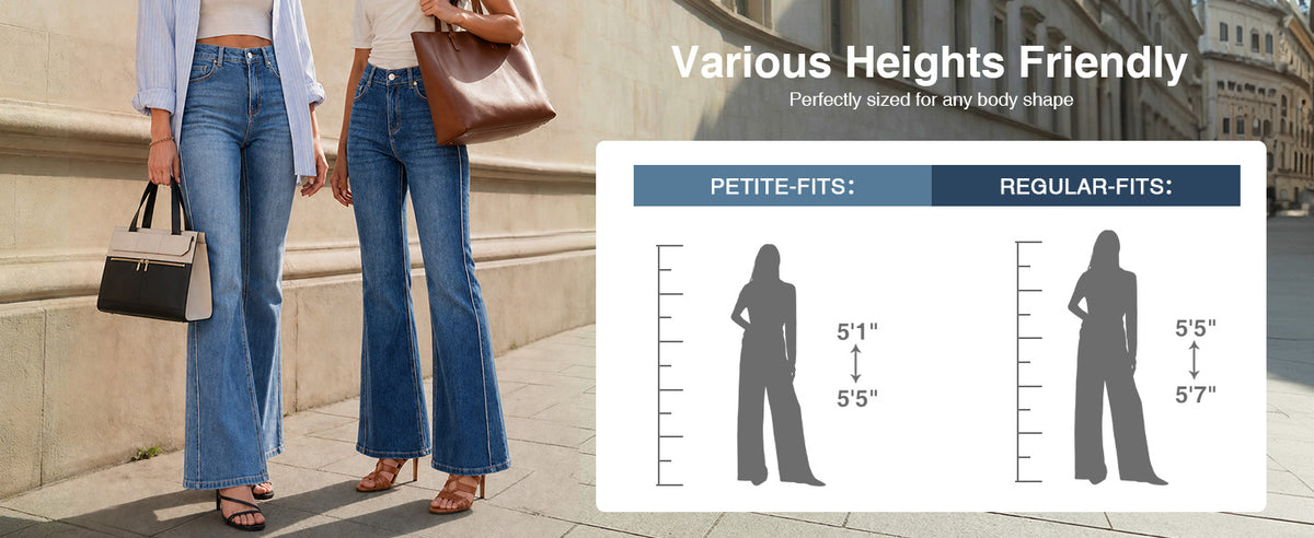 Arach&Cloz Petite Side-Seam Bootcut Jeans A+ 图文