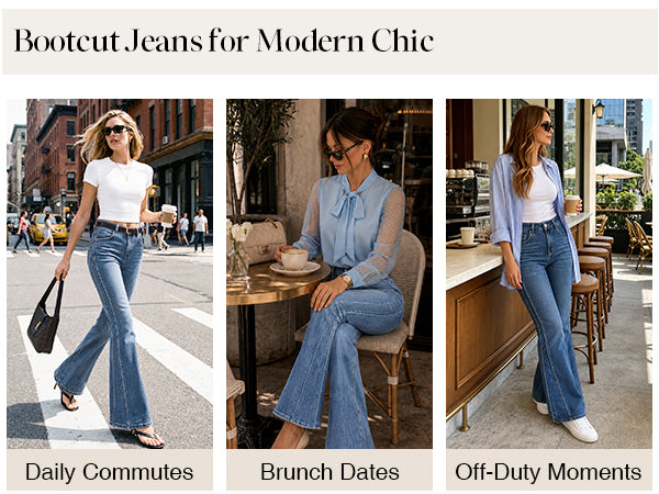Arach&Cloz Petite Side-Seam Bootcut Jeans A+ 图文