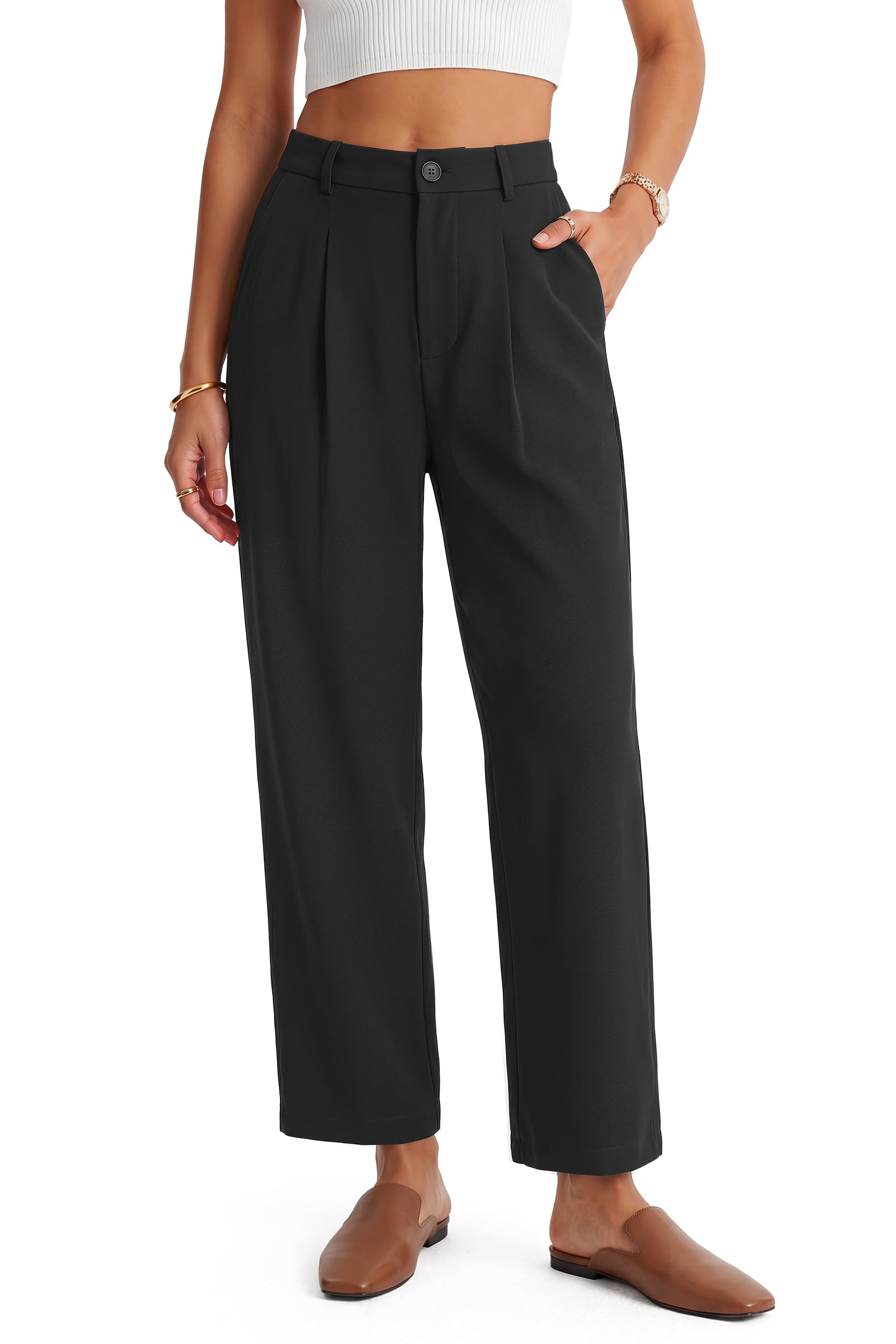 Arach&Cloz Linen-Blend High-Rise Ankle Trousers — product image 45