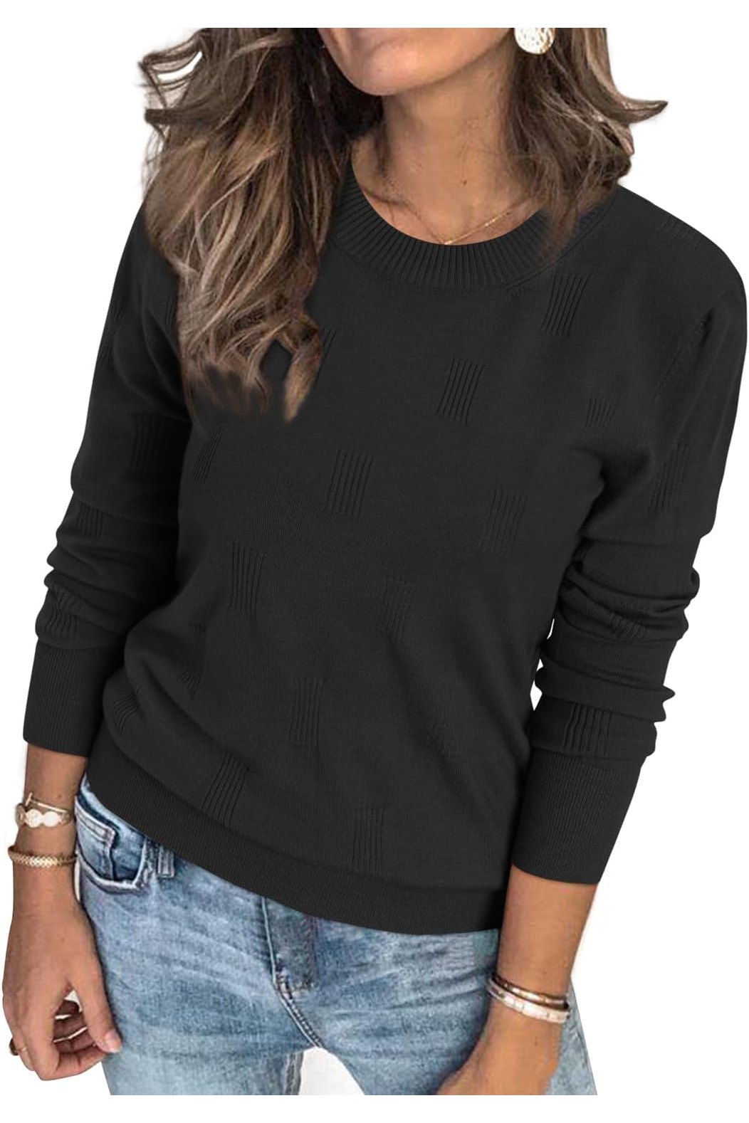 Arach&Cloz Women's Soft Knit Sweater Fall Dressy Casual Pullover Tops