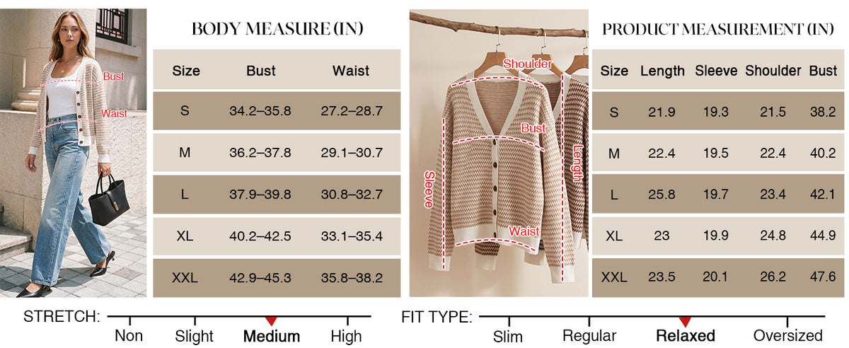 Women's V Neck Button Front Striped Casual Fall Cardigan Sweater A+ 图文