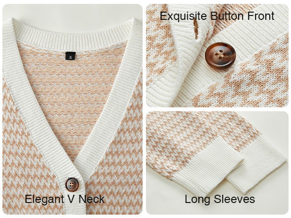 Women's V Neck Button Front Striped Casual Fall Cardigan Sweater A+ 图文