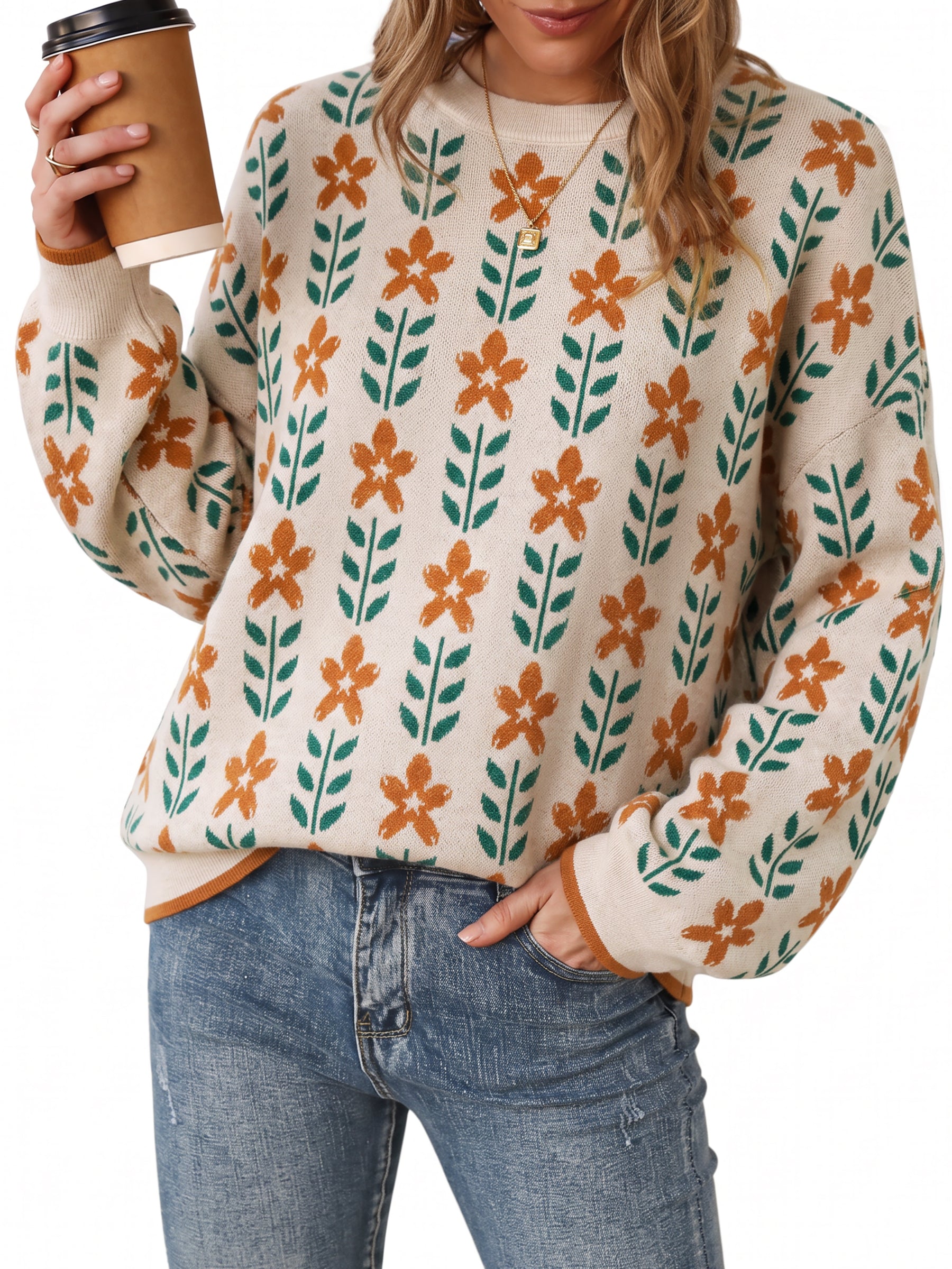 Arach&Cloz Wool-Blend Crew-Neck Oversized Pullover
