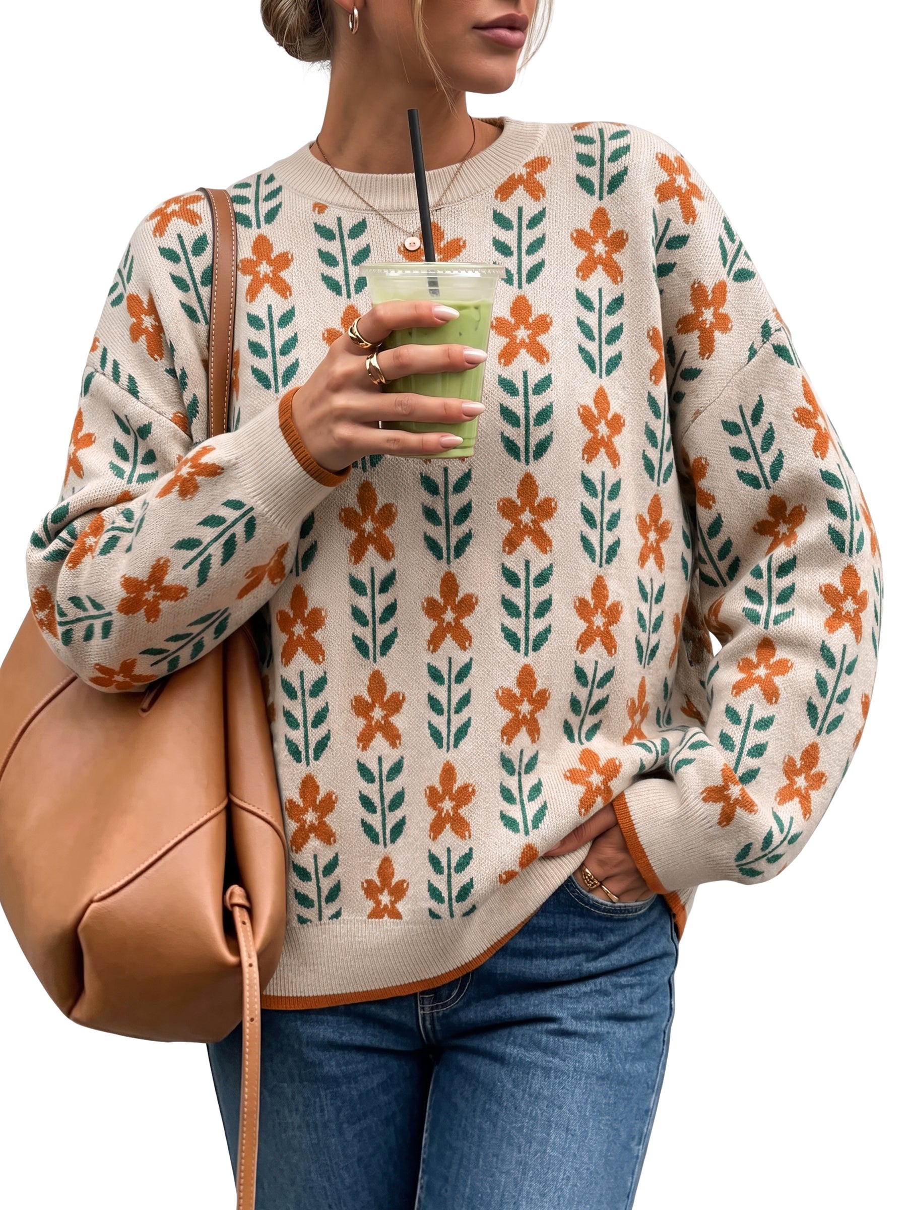 Arach&Cloz Wool-Blend Crew-Neck Oversized Pullover