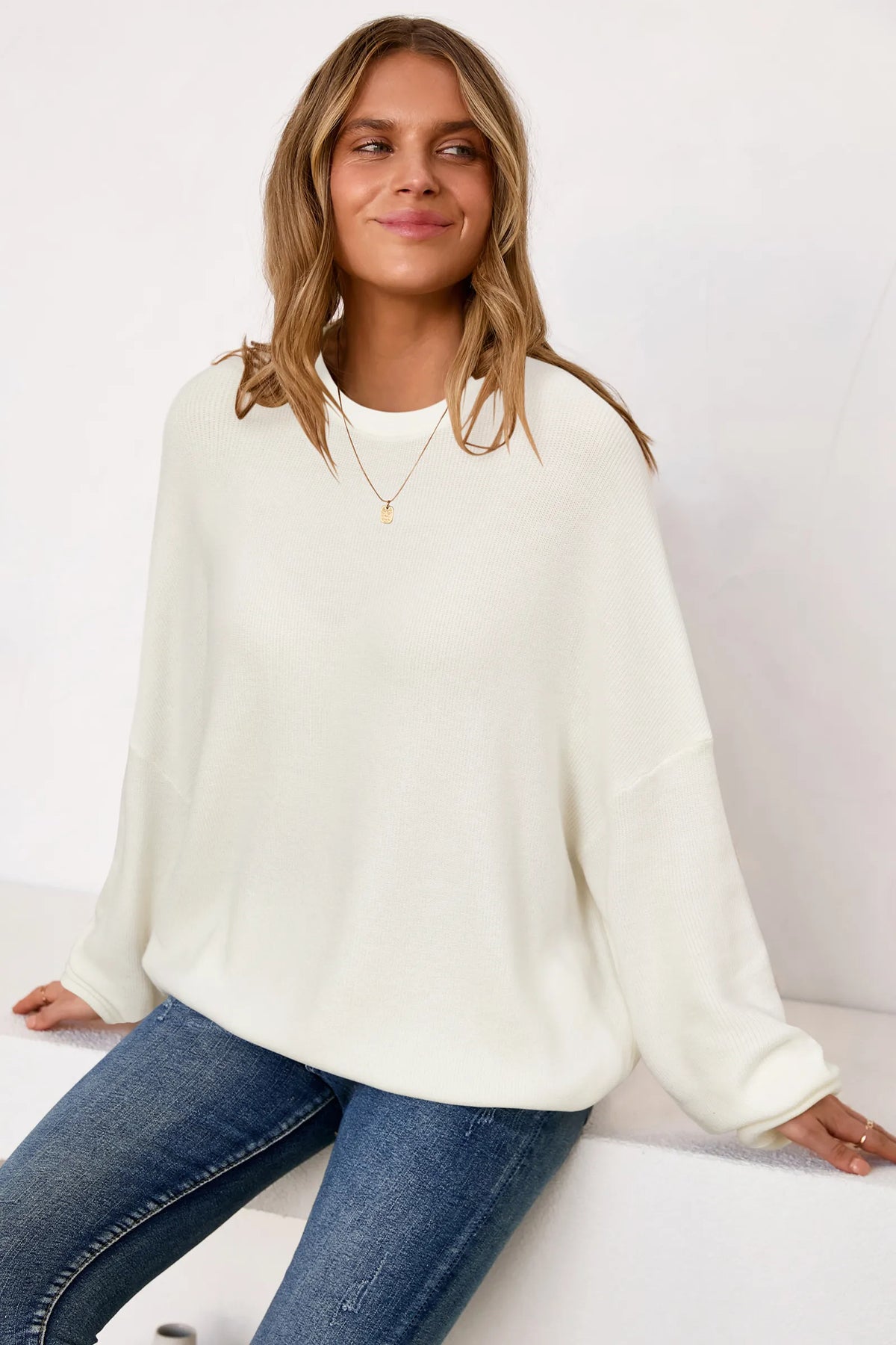 Arach&Cloz Wool-Blend Crew-Neck Oversized Pullover — product image 33
