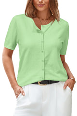 Arach&Cloz Women's 2025 Summer Lightweight Cropped Cardigan Short Sleeve Crew Neck Bolero Shrug Casual Top