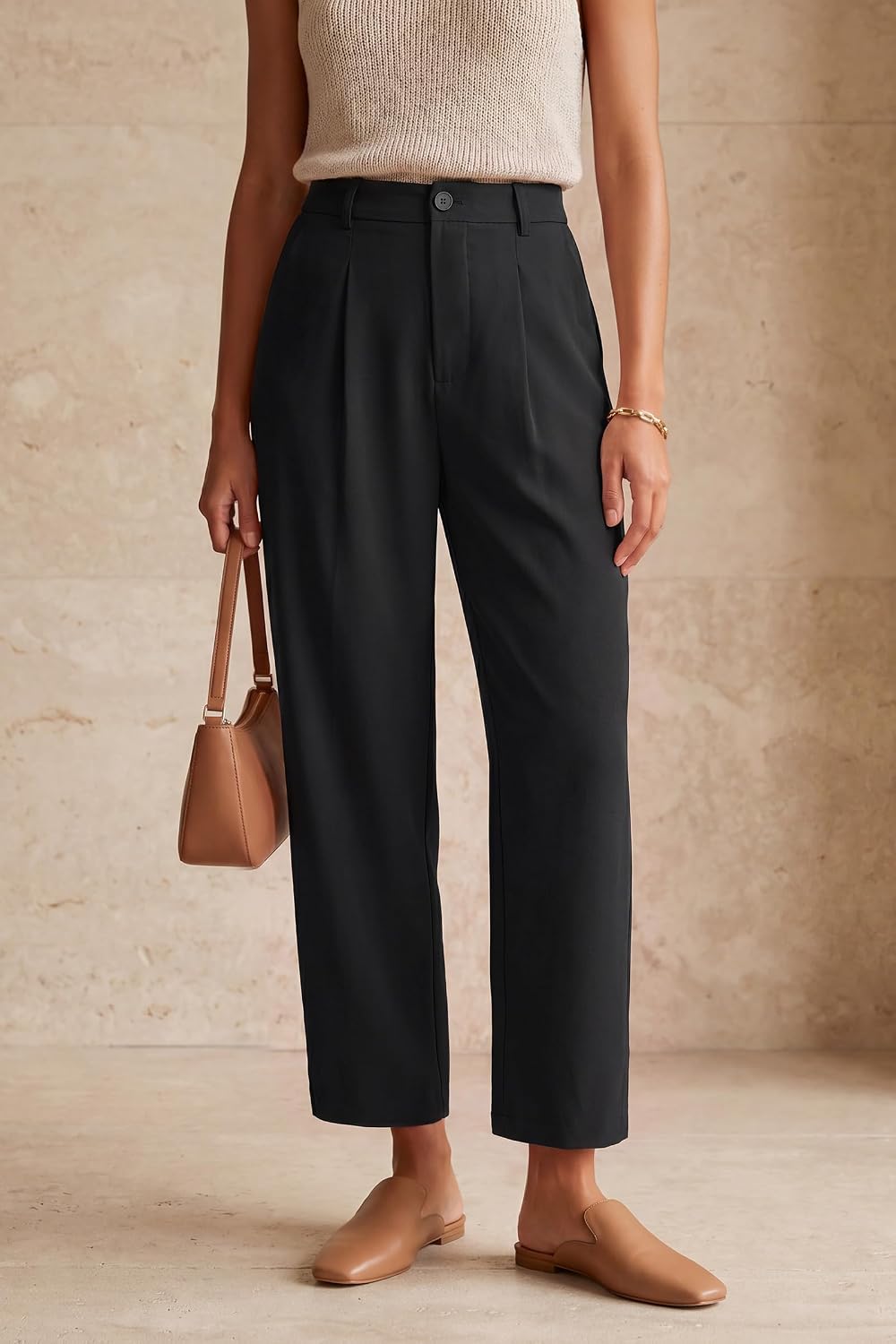 Arach&Cloz Linen-Blend High-Rise Ankle Trousers — product image 3