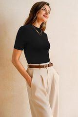 Arach&Cloz Women's Wool Blend Fall Seamless Rip Resistant Tops Opaque Business Casual Shirts