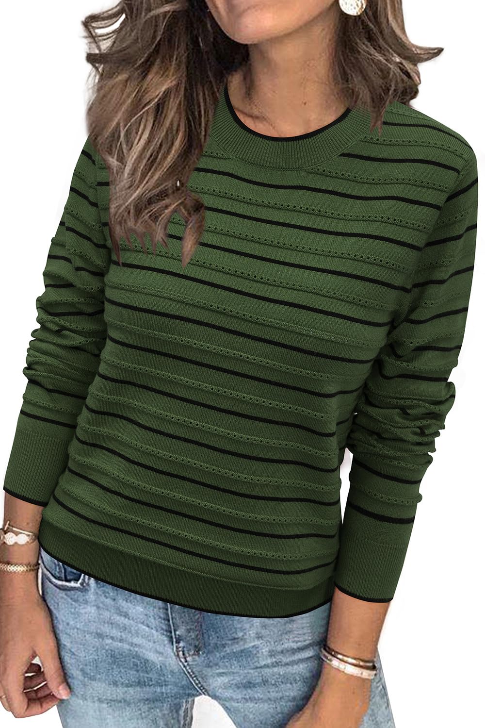 Arach&Cloz Women's Soft Knit Sweater Fall Dressy Casual Pullover Tops