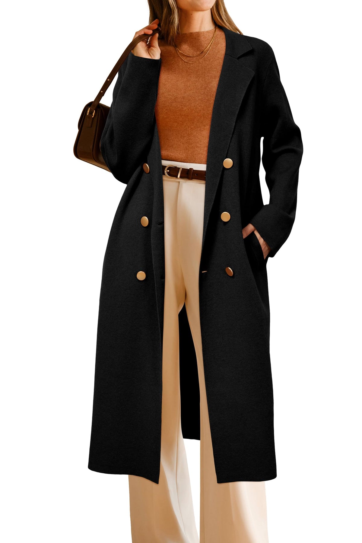 Arach&Cloz Wool-Blend Double-Breasted Cardigan — product image 8