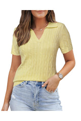 Arach&Cloz Women's Wool Blend Summer Fall Tops Business Casual Polo Shirts 2025