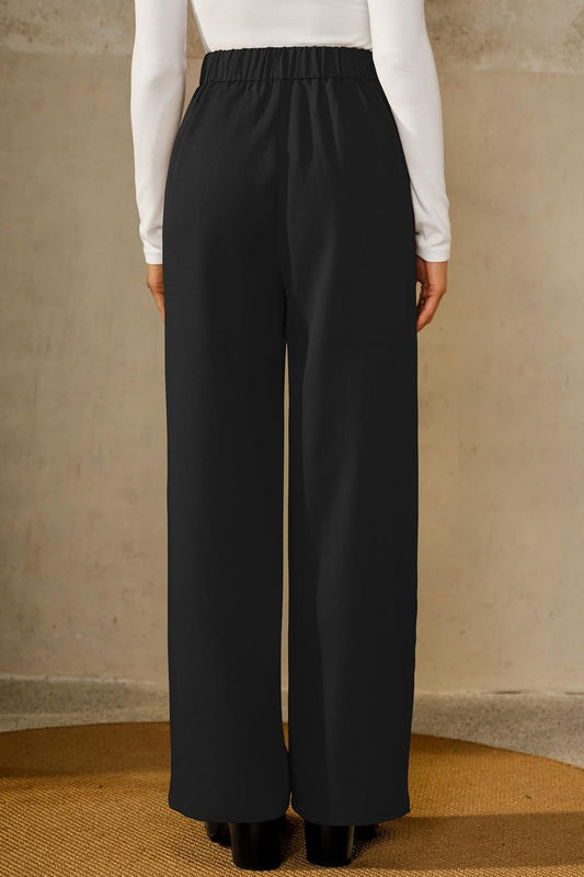 Arach&Cloz Women's Wrinkle-Free Pleated Business Wide Leg Pants Fall 2025