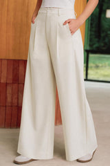 Arach&Cloz Womens Linen Blend Wide Leg All-Season Business Casual Outfits Dress Pants