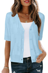 Arach&Cloz Women's Lightweight Summer Business Casual Cropped Short Sleeve Cardigan